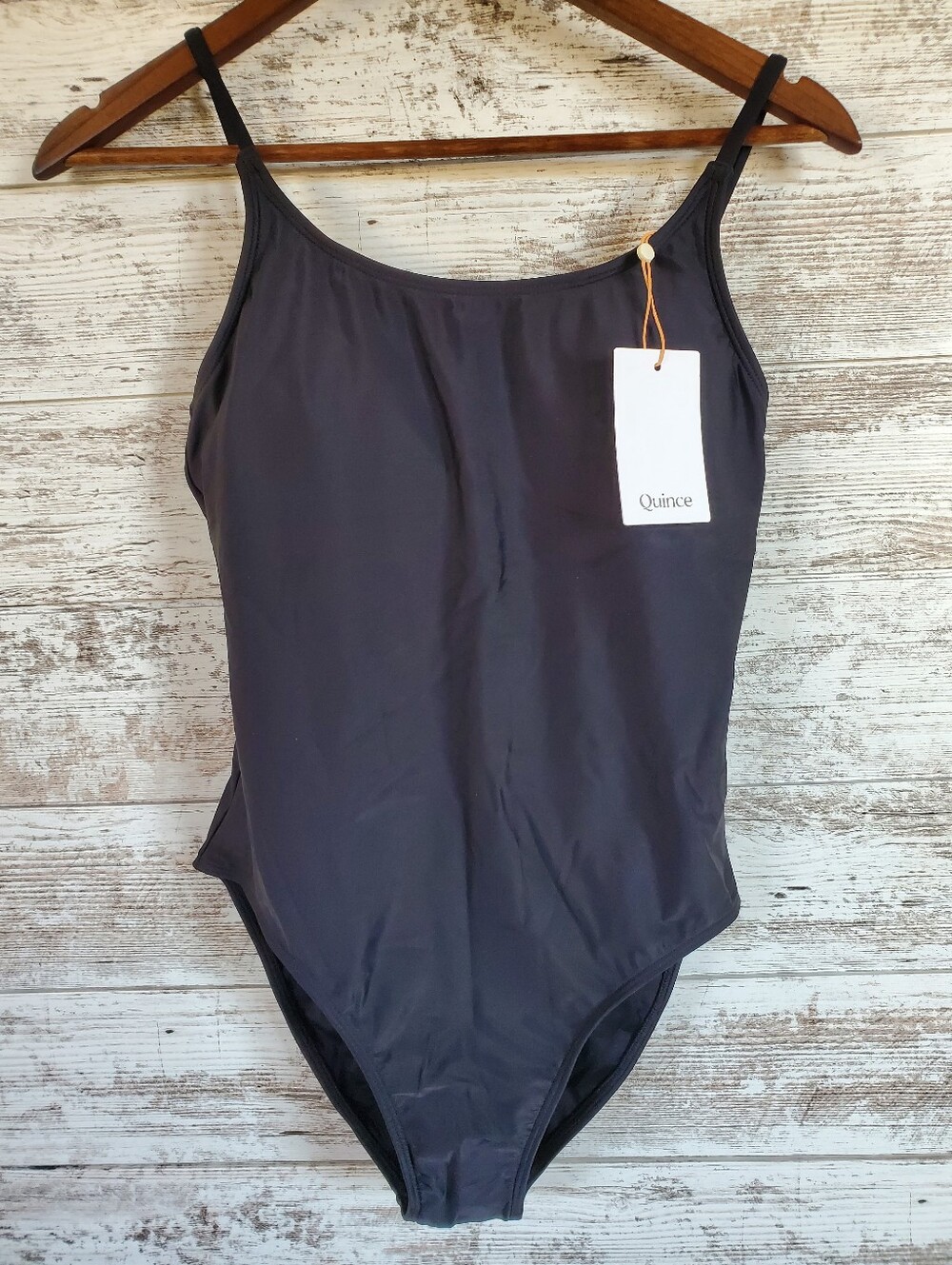 NWT Quince Italian Cami One-Piece Swimsuit Black